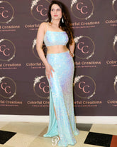 Sequin Cami Top and Split Thigh Skirt